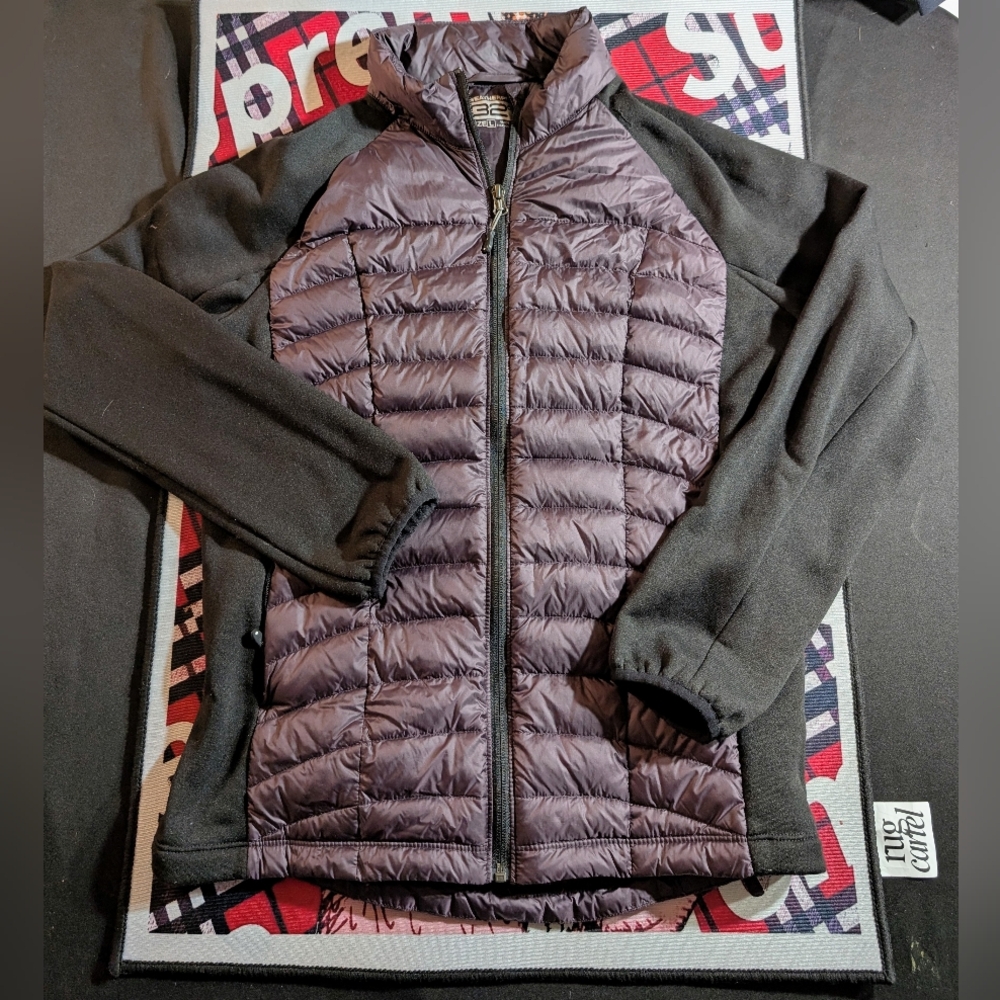 32 Degrees Purple Black Women's L Puffer Jacket Quilted Down Full Zip